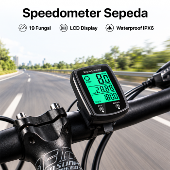 CNC Speedometer Sepeda Digital Odometer Backlit Waterproof 19 Function - 668