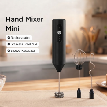 CLITON Hand Mixer Mini Pengocok Milk Frother USB Charge 300mAh - Black