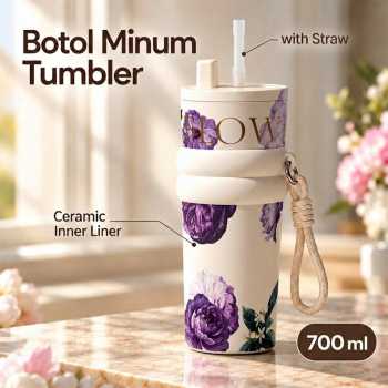 Kidzera Botol Minum Tumbler Ceramic Air Panas Dingin with Straw 700ml - KM-188