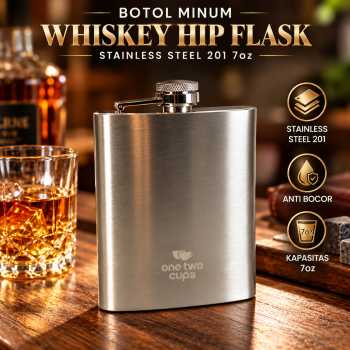 One Two Cups Botol Minum Whiskey Hip Flask Stainless Steel 201 - B-10