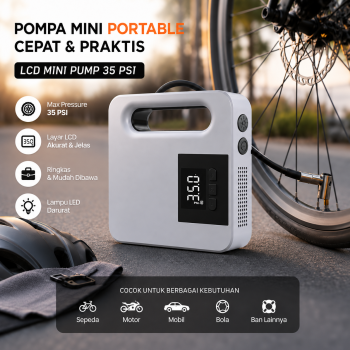 Gambar produk EAFC Pompa Sepeda Portable LCD Mini Pump 35 PSI - CSLP-A01