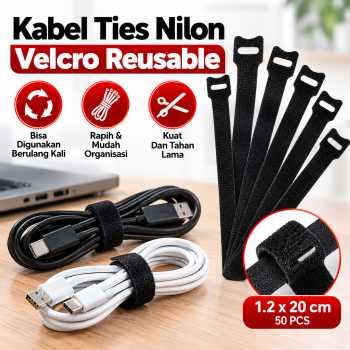 Taffware Kabel Ties Nilon Velcro Reusable Organizer 50 PCS - INU165