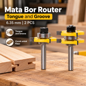 JGZUI Mata Bor Router Profil Tongue and Groove Joint 6.35mm 2PCS - C3