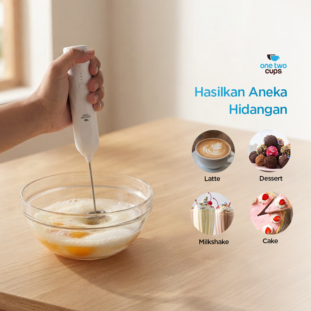 Gambar produk One Two Cups Hand Mixer Mini Pengocok Telur Milk Frother USB Type C - HMW10 - 4