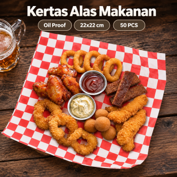 KEMORELA Kertas Alas Kue Burger Wax Paper Food Grade 22x22cm 50 PCS - Red