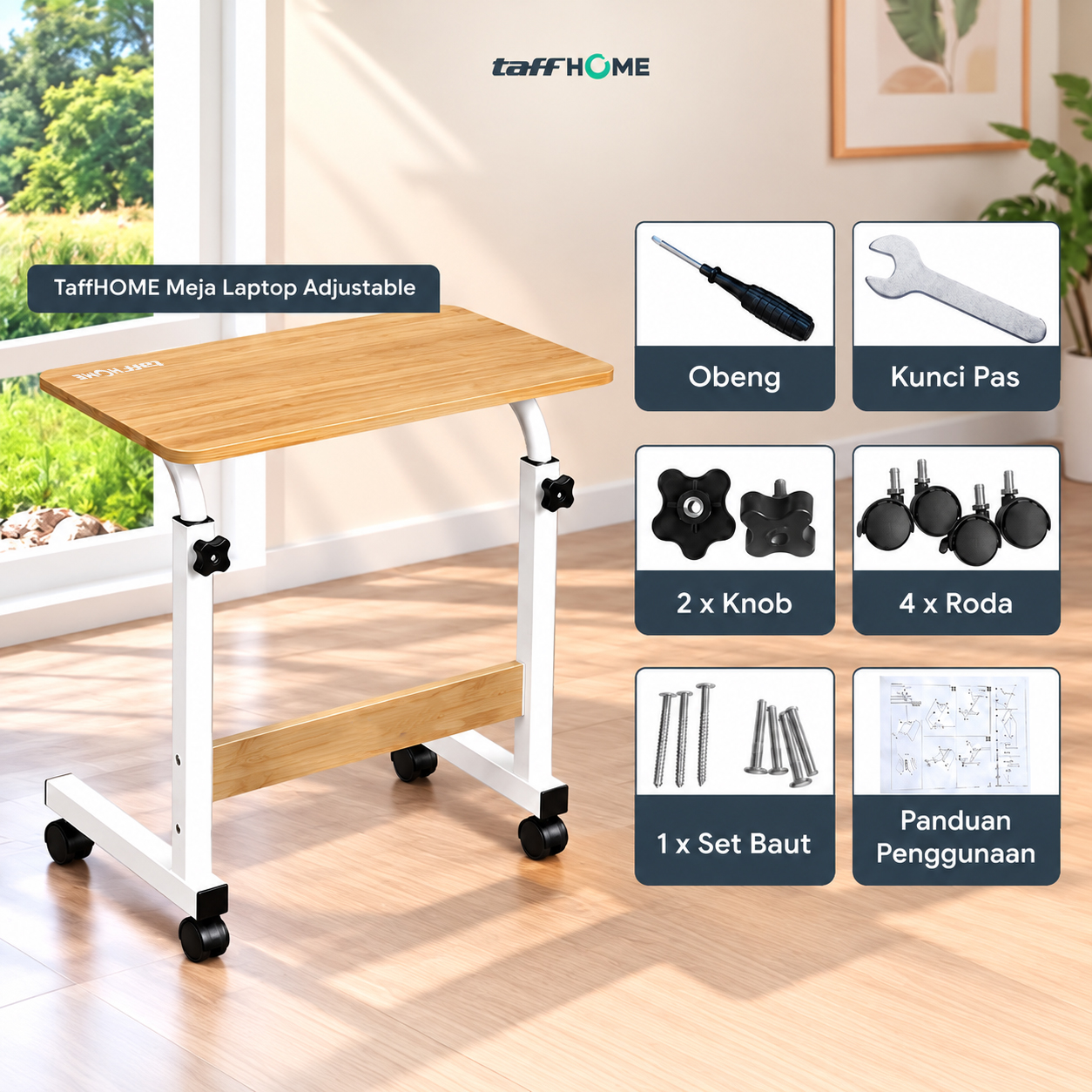 Gambar produk TaffHOME Meja Laptop Adjustable Portable Working Desk 60x40cm - ND02 - 8
