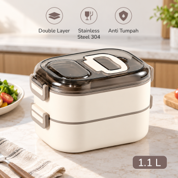 Max Kotak Makan Anti Tumpah Lunch Box Stainless Steel 304 with Spoon - SM45