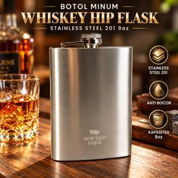 One Two Cups Botol Minum Whiskey Hip Flask Stainless Steel 201 - B-10