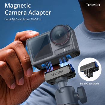 TELESIN Adapter Kamera Aksi Magnetic Quick DJI OSMO Action 3/4/5 Pro - Black
