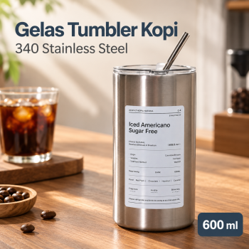 Goo Gelas Tumbler Kopi Mug Coffee Stainless Steel 304 with Straw 600ml - HD-20