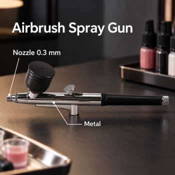 Plmv Airbrush Spray Gun Single Action Tattoo Nail Art Painting 0.3mm - Black