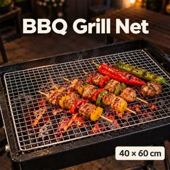 URJIX BBQ Grill Net Jaring Panggang Alas Persegi Tray Grid Shape - 40x60cm Silver