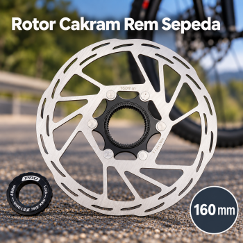 IIIPRO Cakram Rem Sepeda Rotor Center Lock Bicycle Disc Brake 160mm - Black/Silver