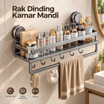 JIEYA Rak Dinding Kamar Mandi Gantungan Handuk Suction Cup 40cm - KB70