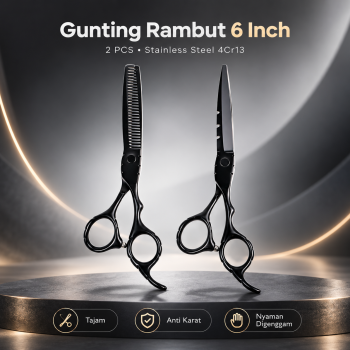 Gambar produk Biutte.co Gunting Rambut Lurus Sasak Buffing Stainless 4Cr13 2 PCS 6 Inch - 440C