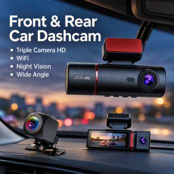 Gambar produk SOA Dashcam Mobil Depan Belakang Triple Camera WiFi Night Vision 1080p - 2248
