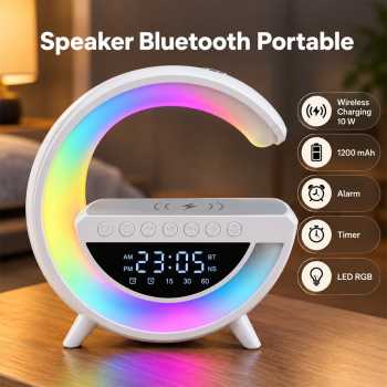 LSM Speaker Bluetooth Portable RGB Wireless Charging Lamp 10W 1200mAh - White