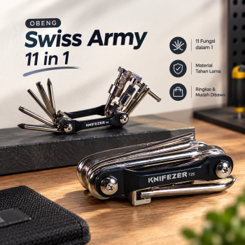 Gambar produk KNIFEZER Obeng Set Multitool Reparasi Sepeda Swiss Army EDC 11in1 - T25