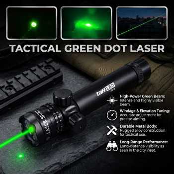 Gambar produk TaffLED Tactical Green Dot Laser Airsoft with Mount Baterai Charger - JG-2