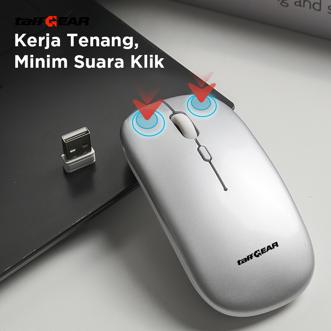 Gambar produk TaffGEAR Mouse Wireless Bluetooth Optical 2.4GHz Silent Click 1600DPI - M8120G - 6