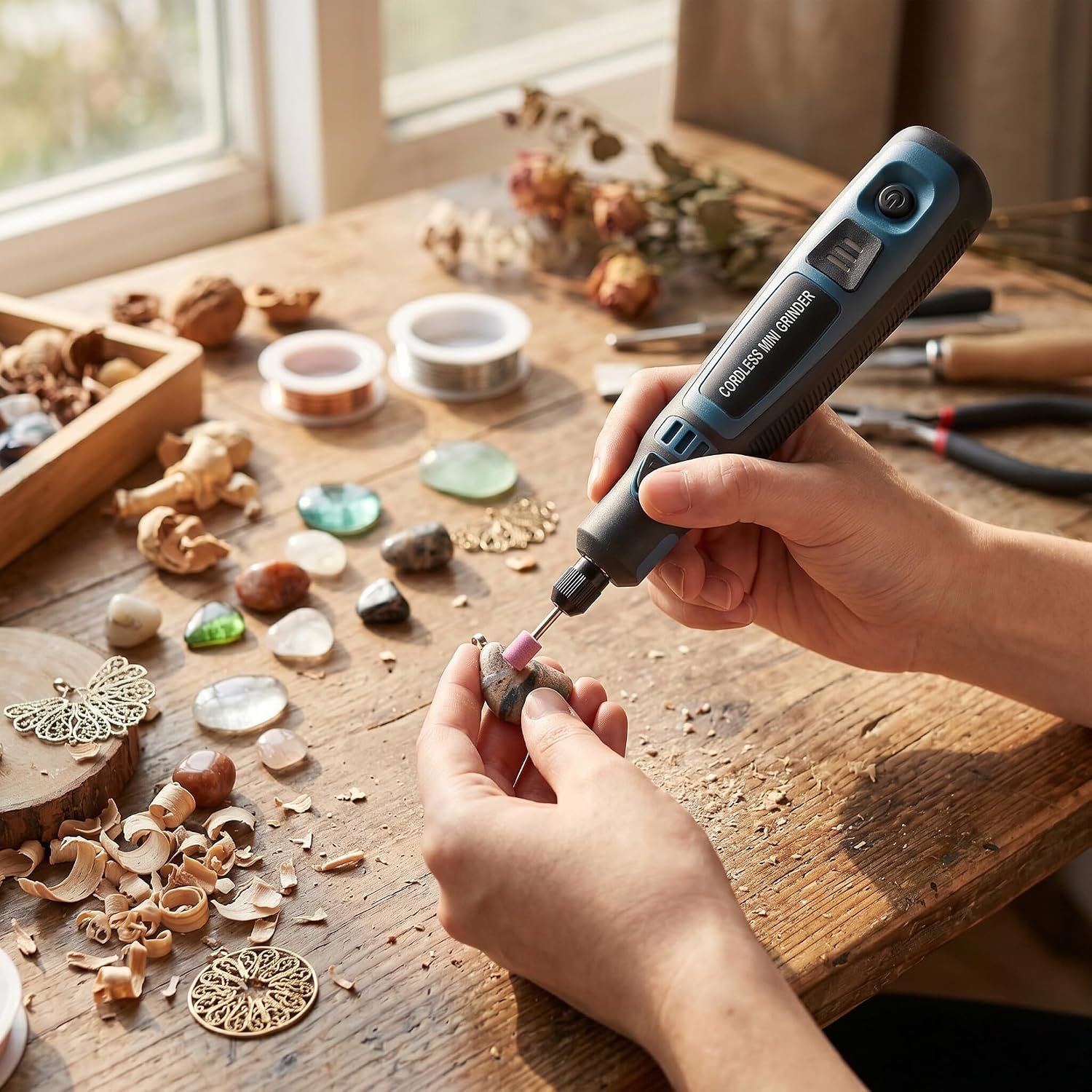 Gambar produk Longsa Bor Listrik Mini Grinder Polishing USB 3 Speed 15000 RPM 700mAh - TY-CM01 - 7