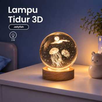 AMARYLLIS Lampu Tidur Bola Kristal 3D LED USB Warm White 3000K 3W - Jellyfish Transparent