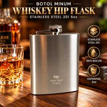 One Two Cups Botol Minum Whiskey Hip Flask Stainless Steel 201 - B-10