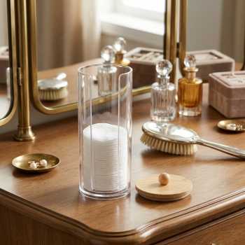 Luckyfox Tempat Kapas Aksesoris Plastik Jar Make Up Organizer - LF3U