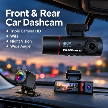 Gambar produk Taffware Dashcam Mobil Depan Belakang Triple Camera WiFi G-Sensor 4K - 2248