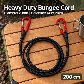 FMA Tali Rope Heavy Duty Bungee Cord Elastic Strap String Camping - 200 cm Black