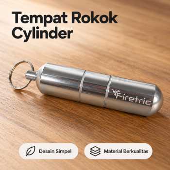 Firetric Case Tempat Rokok Cylinder Stainless Steel Cigarette Case - Silver