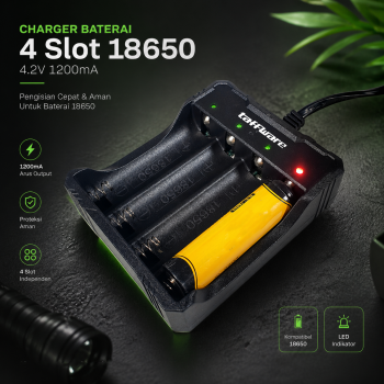 Gambar produk Taffware Charger Baterai 4 Slot 18650 Li-Ion LED Light 4.2V 1200mA - MS-404A