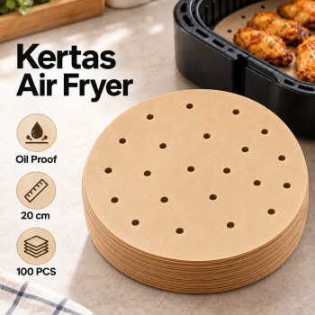 TAFOCA Kertas Alas Air Fryer Steamer Paper Liner Oilproof 20cm 100 PCS - Circular Brown