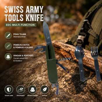 Gambar produk KNIFEZER Sendok Garpu Pisau Swiss Army Tools Knife EDC - A010