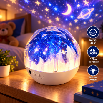 Gambar produk CISTWIN Lampu Tidur Proyektor LED Planet Rotasi 6 Film Multi Color - PT-521