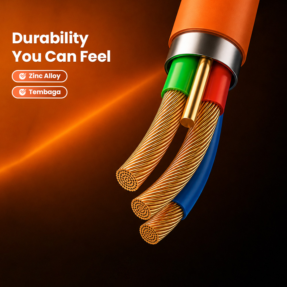 Gambar produk Kabel Charger 3in1 Lightning Micro USB Type C 120W 6A 1.1M - D8 - 3