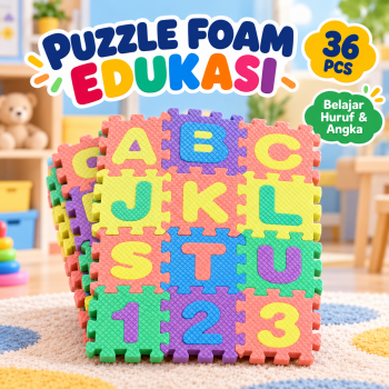 Gambar produk Jin Wa Wa Puzzle Foam Alphabet dan Angka Edukasi Anak 36 PCS