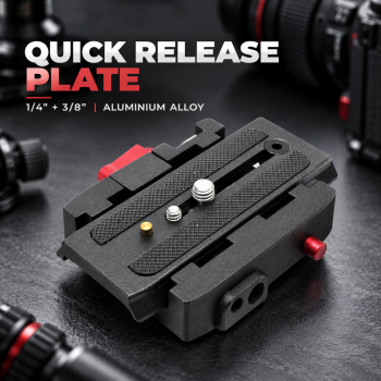 Gambar produk SETTO Adaptor Tripod Quick Release Plate Aluminium 1/4 and 3/8 Inch - P200