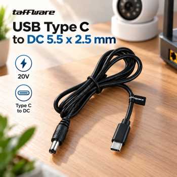 Taffware Kabel Power USB Type C to DC 5.5x2.5mm Charger Router CCTV - PA12M