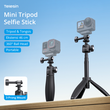 TELESIN Tripod Mini Kamera Aksi Tongsis Monopod Magnetic Mount 46cm - Black
