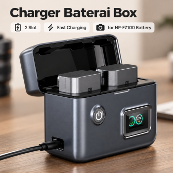 POGER Charger Baterai Box Kamera Fast Charging for NP-FZ100 Battery - Dark Gray