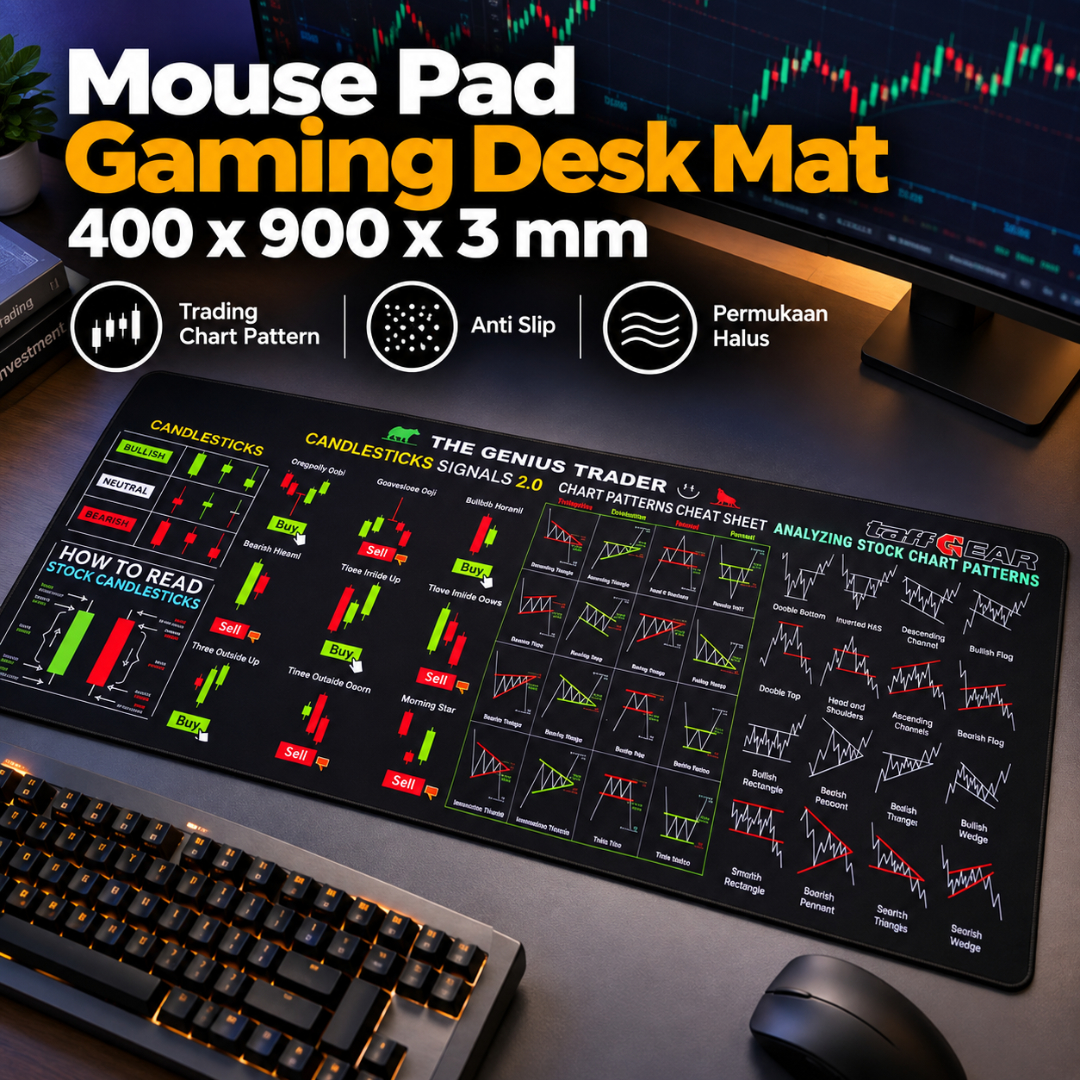 Gambar produk TaffGEAR Mouse Pad Gaming Desk Mat Trading Chart Pattern Anti Slip 400x900x3mm - EC1 - Utama