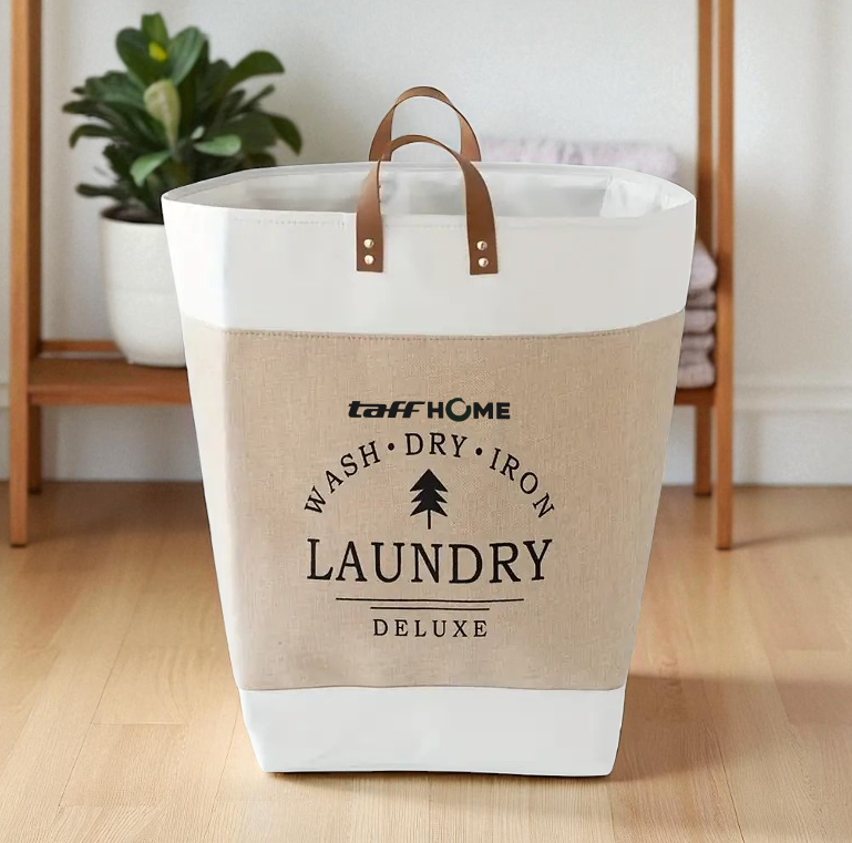 Gambar produk TaffHOME Tas Laundry Bag Storage Organizer Linen Foldable with Handle - E90 - 1