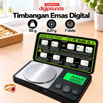 Taffware Digipounds Timbangan Emas Digital Mini 7 Units 0.01g - 50g Black