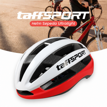 TaffSPORT Helm Sepeda MTB Road Bike Bicycle Helmet 23 Air Vent - White/Red