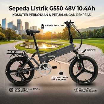 Lankeleisi Sepeda Listrik Lipat Folding E-Bike Elite Vers 48V 10.4Ah - G550