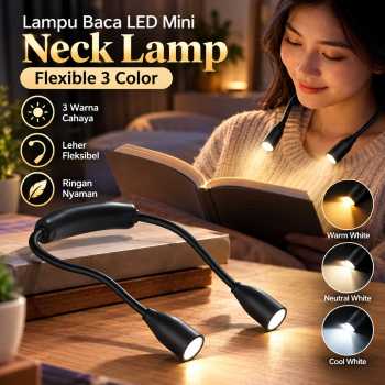 GLOWAR Lampu Baca LED Mini Reading Study Neck Lamp Flexible 3 Color - Black