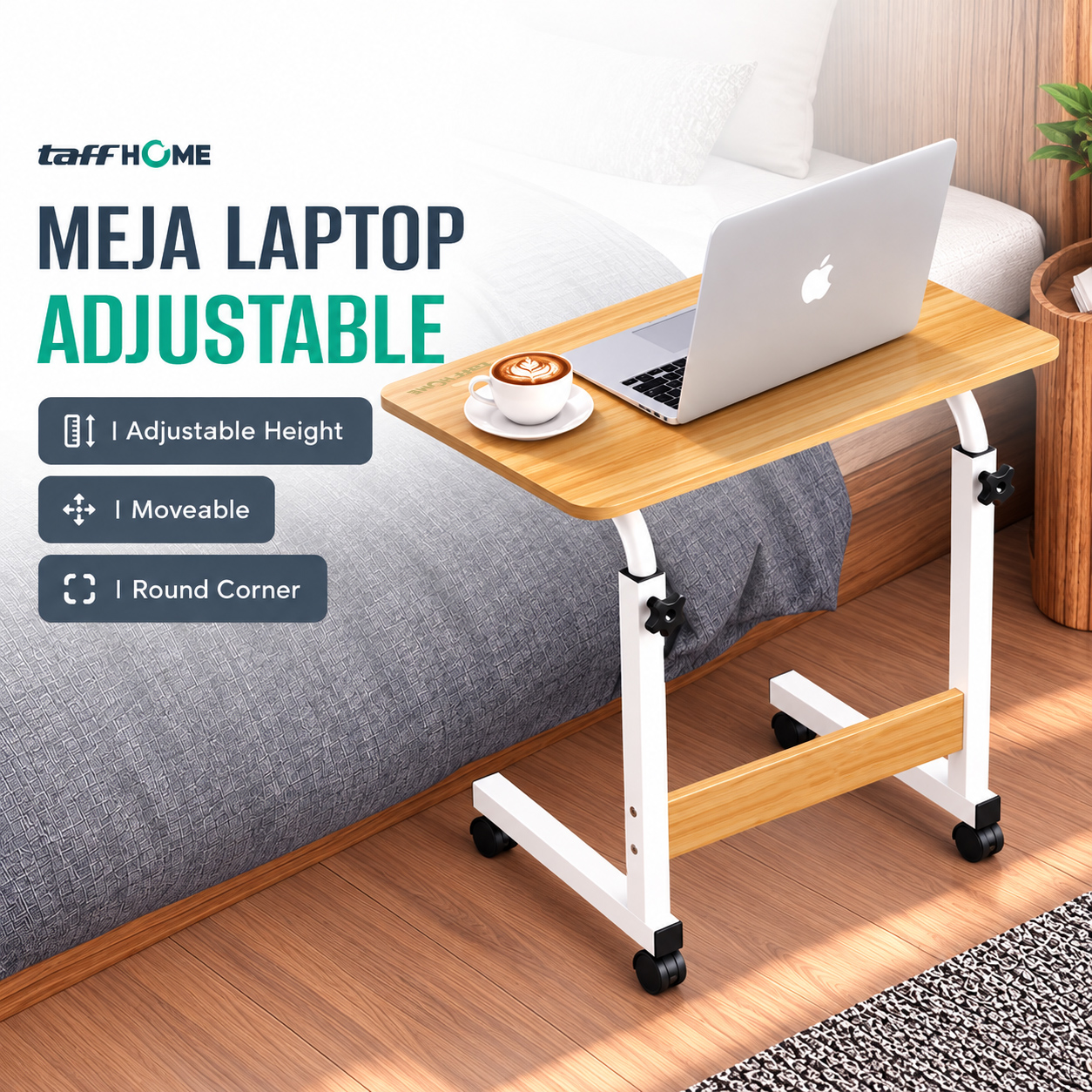 Gambar produk TaffHOME Meja Laptop Adjustable Portable Working Desk 60x40cm - ND02 - Utama