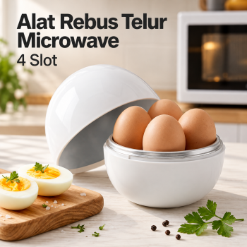 MAJOY Alat Rebus Telur Microwave Egg Steamer Boiler 4 Slot Aluminium - YM-100