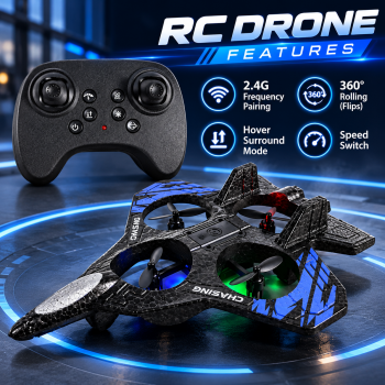 GLID Remote Control RC Pesawat Tempur Stunt 360 Degree Flip 2.4G LED - Black Blue